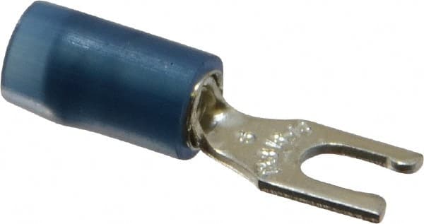 Thomas & Betts - #6 Stud, 18 to 14 AWG Compatible, Partially Insulated, Crimp Connection, Locking Fork Terminal - Exact Industrial Supply
