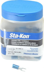 Thomas & Betts - #8 Stud, 18 to 14 AWG Compatible, Partially Insulated, Crimp Connection, Locking Fork Terminal - Exact Industrial Supply