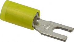 Thomas & Betts - #6 Stud, 12 to 10 AWG Compatible, Partially Insulated, Crimp Connection, Locking Fork Terminal - Exact Industrial Supply