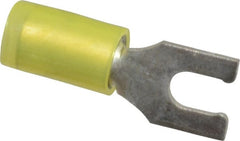 Thomas & Betts - #8 Stud, 12 to 10 AWG Compatible, Partially Insulated, Crimp Connection, Locking Fork Terminal - Exact Industrial Supply