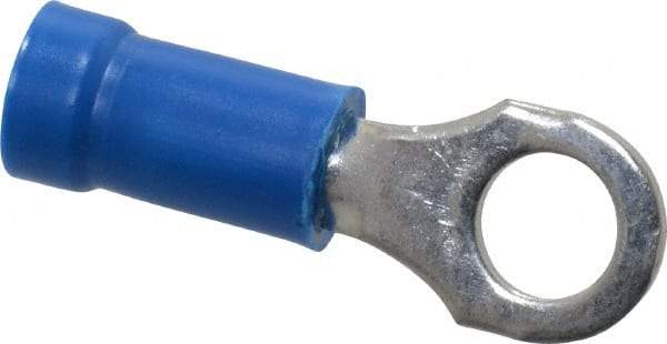 Thomas & Betts - 18-14 AWG Partially Insulated Crimp Connection D Shaped Ring Terminal - #10 Stud, 0.97" OAL x 0.31" Wide, Tin Plated Copper Contact - Exact Industrial Supply