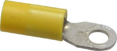 Thomas & Betts - 12-10 AWG Partially Insulated Crimp Connection D Shaped Ring Terminal - #8 Stud, 1.06" OAL x 0.31" Wide, Tin Plated Copper Contact - Exact Industrial Supply