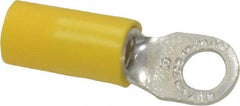 Thomas & Betts - 12-10 AWG Partially Insulated Crimp Connection D Shaped Ring Terminal - #10 Stud, 1.06" OAL x 0.31" Wide, Tin Plated Copper Contact - Exact Industrial Supply