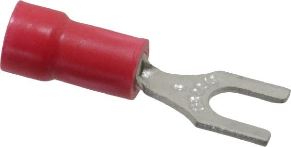 Thomas & Betts - #8 Stud, 22 to 16 AWG Compatible, Partially Insulated, Crimp Connection, Standard Fork Terminal - Exact Industrial Supply