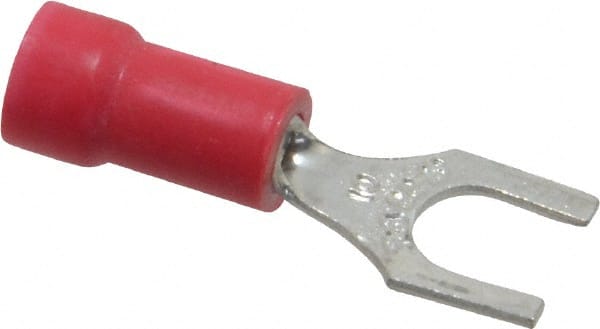 Thomas & Betts - #10 Stud, 22 to 16 AWG Compatible, Partially Insulated, Crimp Connection, Standard Fork Terminal - Exact Industrial Supply