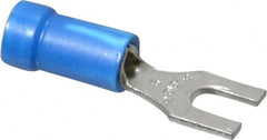 Thomas & Betts - #6 Stud, 18 to 14 AWG Compatible, Partially Insulated, Crimp Connection, Standard Fork Terminal - Exact Industrial Supply