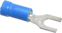 Thomas & Betts - #8 Stud, 18 to 14 AWG Compatible, Partially Insulated, Crimp Connection, Standard Fork Terminal - Exact Industrial Supply