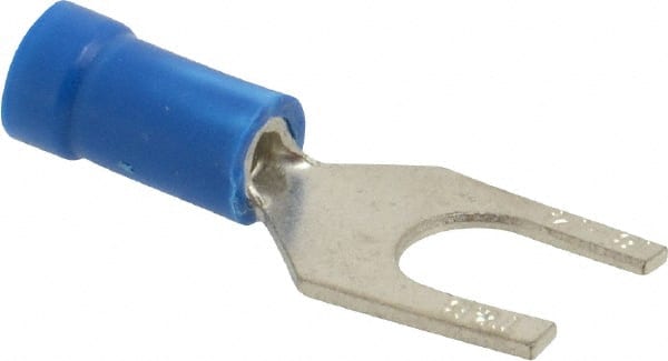 Thomas & Betts - 1/4" Stud, 18 to 14 AWG Compatible, Partially Insulated, Crimp Connection, Standard Fork Terminal - Exact Industrial Supply