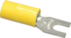 Thomas & Betts - #6 Stud, 12 to 10 AWG Compatible, Partially Insulated, Crimp Connection, Standard Fork Terminal - Exact Industrial Supply