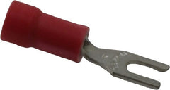 Thomas & Betts - #6 Stud, 22 to 16 AWG Compatible, Partially Insulated, Crimp Connection, Locking Fork Terminal - Exact Industrial Supply