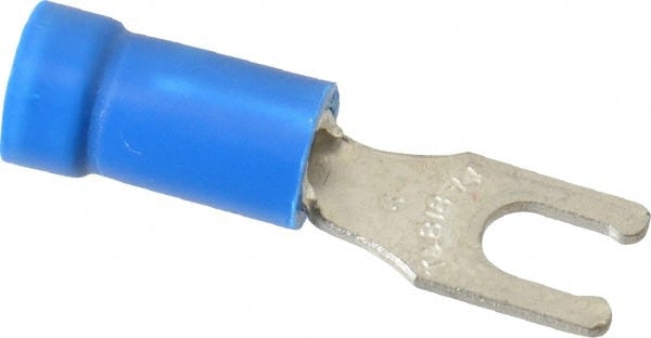 Thomas & Betts - #6 Stud, 18 to 14 AWG Compatible, Partially Insulated, Crimp Connection, Locking Fork Terminal - Exact Industrial Supply