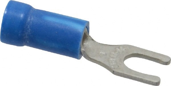 Thomas & Betts - #8 Stud, 18 to 14 AWG Compatible, Partially Insulated, Crimp Connection, Locking Fork Terminal - Exact Industrial Supply