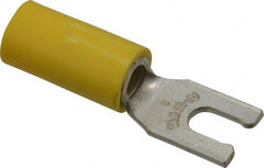 Thomas & Betts - #6 Stud, 12 to 10 AWG Compatible, Partially Insulated, Crimp Connection, Locking Fork Terminal - Exact Industrial Supply