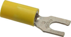 Thomas & Betts - #10 Stud, 12 to 10 AWG Compatible, Partially Insulated, Crimp Connection, Locking Fork Terminal - Exact Industrial Supply