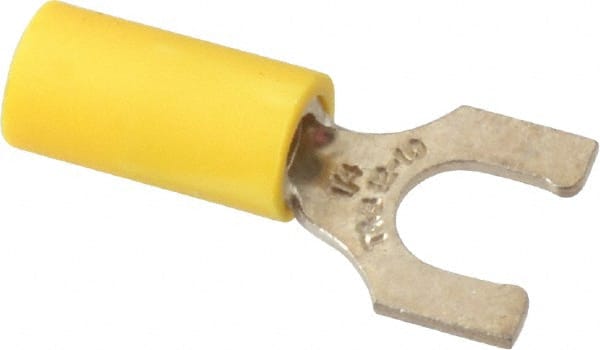Thomas & Betts - 1/4" Stud, 12 to 10 AWG Compatible, Partially Insulated, Crimp Connection, Locking Fork Terminal - Exact Industrial Supply