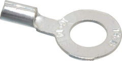 Thomas & Betts - 18-14 AWG Noninsulated Crimp Connection D Shaped Ring Terminal - 1/4" Stud, 0.93" OAL x 1/2" Wide, Tin Plated Copper Contact - Exact Industrial Supply