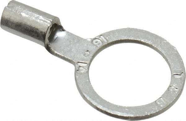 Thomas & Betts - 18-14 AWG Noninsulated Crimp Connection D Shaped Ring Terminal - 3/8" Stud, 0.96" OAL x 0.54" Wide, Tin Plated Copper Contact - Exact Industrial Supply