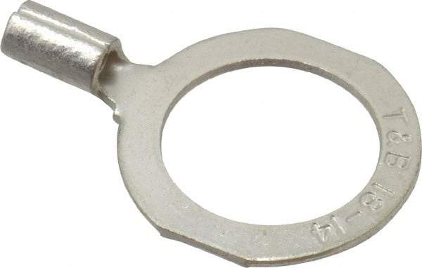 Thomas & Betts - 18-14 AWG Noninsulated Crimp Connection D Shaped Ring Terminal - 1/2" Stud, 1.06" OAL x 0.72" Wide, Tin Plated Copper Contact - Exact Industrial Supply