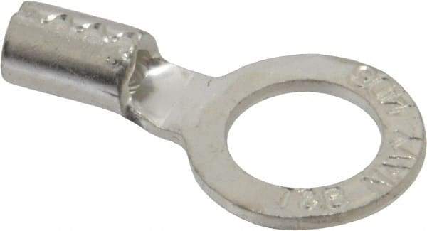 Thomas & Betts - 8 AWG Noninsulated Crimp Connection Circular Ring Terminal - 1/2" Stud, 1.49" OAL x 0.82" Wide, Tin Plated Copper Contact - Exact Industrial Supply