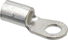 Thomas & Betts - 6 AWG Noninsulated Crimp Connection Circular Ring Terminal - 1/4" Stud, 1.13" OAL x 0.48" Wide, Tin Plated Copper Contact - Exact Industrial Supply