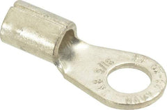 Thomas & Betts - 6 AWG Noninsulated Crimp Connection Circular Ring Terminal - 5/16" Stud, 1.32" OAL x 0.6" Wide, Tin Plated Copper Contact - Exact Industrial Supply