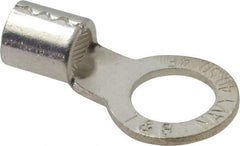 Thomas & Betts - 4 AWG Noninsulated Crimp Connection Circular Ring Terminal - 1/2" Stud, 1.52" OAL x 0.82" Wide, Tin Plated Copper Contact - Exact Industrial Supply