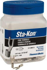 Thomas & Betts - #6 Stud, 22 to 16 AWG Compatible, Noninsulated, Crimp Connection, Standard Fork Terminal - Exact Industrial Supply