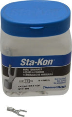 Thomas & Betts - #10 Stud, 18 to 14 AWG Compatible, Noninsulated, Crimp Connection, Standard Fork Terminal - Exact Industrial Supply