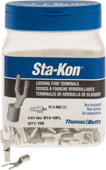 Thomas & Betts - #10 Stud, 18 to 14 AWG Compatible, Noninsulated, Crimp Connection, Locking Fork Terminal - Exact Industrial Supply