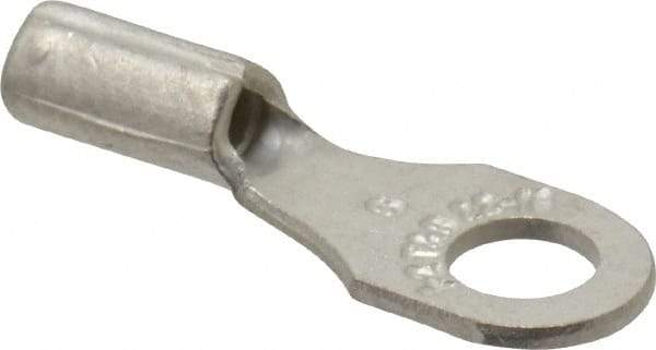 Thomas & Betts - 22-16 AWG Noninsulated Crimp Connection D Shaped Ring Terminal - #6 Stud, 0.72" OAL x 1/4" Wide, Tin Plated Copper Contact - Exact Industrial Supply