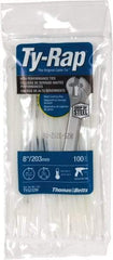 Thomas & Betts - 8" Long Natural (Color) Nylon Standard Cable Tie - 18 Lb Tensile Strength, 50.8mm Max Bundle Diam - Exact Industrial Supply