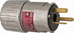 Hubbell Killark - 125 VAC, 20 Amp, 5-20R NEMA, Straight, Self Grounding, Industrial Grade Plug - 2 Pole, 3 Wire, 1 Phase, 1 hp, Aluminum, Silver - Exact Industrial Supply