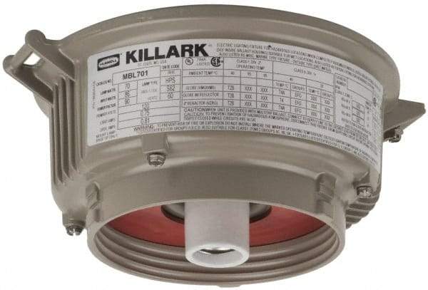Hubbell Killark - 120 VAC, 70 Watt, High Pressure Sodium Hazardous Location Light Fixture - Corrosion, Dirt, Dust, Moisture & Vibration Resistant - Exact Industrial Supply