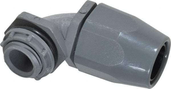 Thomas & Betts - 3/8" Trade, Thermoplastic Threaded Angled Liquidtight Conduit Connector - Insulated - Exact Industrial Supply