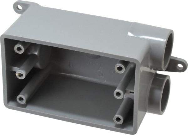 Thomas & Betts - 1 Gang, (3) 3/4" Knockouts, PVC Rectangle Junction Box - 115.3mm Overall Height x 98.4mm Overall Width x 61.5mm Overall Depth, Weather Resistant - Exact Industrial Supply