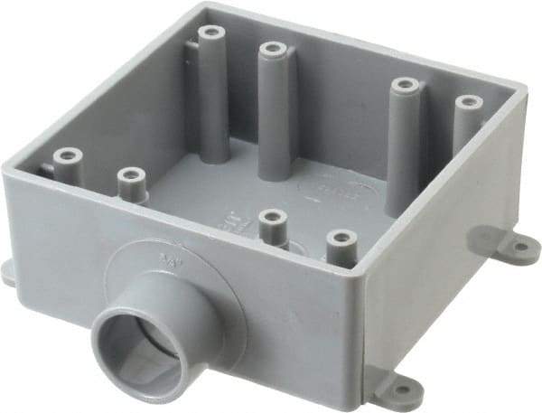 Thomas & Betts - 2 Gang, (1) 3/4" Knockout, PVC Rectangle Switch Box - 117.35mm Overall Height x 142.24mm Overall Width x 50.29mm Overall Depth, Weather Resistant - Exact Industrial Supply