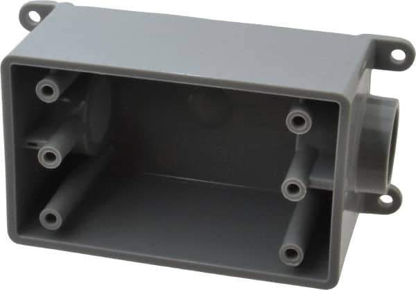 Thomas & Betts - 1 Gang, (2) 3/4" Knockouts, PVC Rectangle Junction Box - 144.78mm Overall Height x 71.1mm Overall Width x 61.5mm Overall Depth, Weather Resistant - Exact Industrial Supply