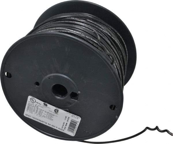 Southwire - 16 AWG, 26 Strand, Black Machine Tool Wire - PVC, Acid, Moisture and Oil Resistant, 500 Ft. Long - Exact Industrial Supply