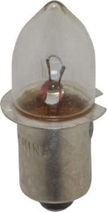 Value Collection - 2.975 Watt, 5.95 Volt, Incandescent Miniature & Specialty B3-1/2 Lamp - Single Contact Miniature Flanged Base, 2 to 4.999 Equivalent Range, Warm (1,000 to 3,000), Dimmable, 1-1/4" OAL - Exact Industrial Supply