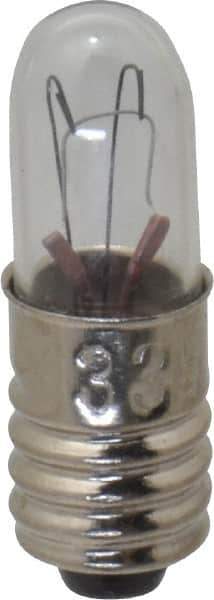 Value Collection - 1.12 Watt, 28 Volt, Incandescent Miniature & Specialty T1-3/4 Lamp - Midget Screw Base, 1 to 1.999 Equivalent Range, Warm (1,000 to 3,000), Dimmable, 1-1/4" OAL - Exact Industrial Supply