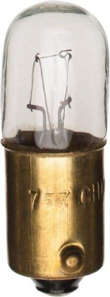 Value Collection - 2.24 Watt, 28 Volt, Incandescent Miniature & Specialty T3-1/4 Lamp - Miniature Bayonet Base, 2 to 4.999 Equivalent Range, Warm (1,000 to 3,000), Dimmable, 1-1/4" OAL - Exact Industrial Supply