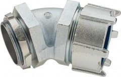Thomas & Betts - 2-1/2" Trade, Malleable Iron Threaded Angled Liquidtight Conduit Connector - Noninsulated - Exact Industrial Supply