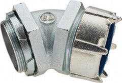 Thomas & Betts - 3" Trade, Malleable Iron Threaded Angled Liquidtight Conduit Connector - Noninsulated - Exact Industrial Supply