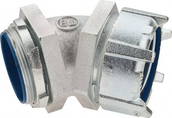 Thomas & Betts - 3" Trade, Malleable Iron Threaded Angled Liquidtight Conduit Connector - Insulated - Exact Industrial Supply