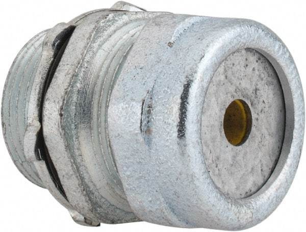 O-Z/Gedney - 0.2 to 0.3" Cable Capacity, Liquidtight, Straight Strain Relief Cord Grip - 5/8 NPT Thread, 1-1/4" Long, Iron - Exact Industrial Supply