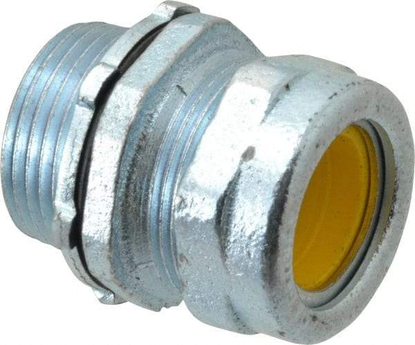O-Z/Gedney - 0.7 to 0.8" Cable Capacity, Liquidtight, Straight Strain Relief Cord Grip - 1 NPT Thread, 1-1/4" Long, Iron - Exact Industrial Supply