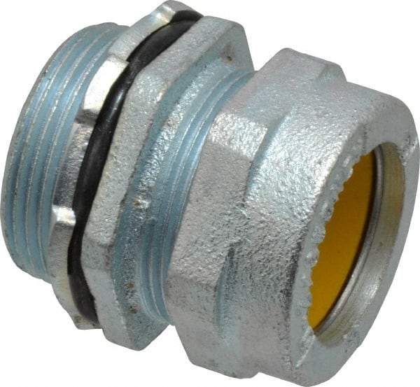 O-Z/Gedney - 1 to 1.2" Cable Capacity, Liquidtight, Straight Strain Relief Cord Grip - 1-1/4 NPT Thread, 1-3/8" Long, Iron - Exact Industrial Supply