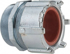 Thomas & Betts - 2-5/32 to 2.36" Cable Capacity, Liquidtight, Straight Strain Relief Cord Grip - 3 NPT Thread, 4-1/4" Long, Iron & Zinc - Exact Industrial Supply