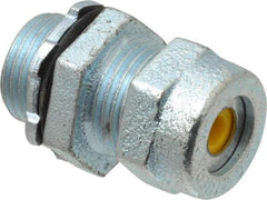 O-Z/Gedney - 0.1 to 0.2" Cable Capacity, Liquidtight, Straight Strain Relief Cord Grip - 1/2 NPT Thread, 1-1/8" Long, Iron - Exact Industrial Supply
