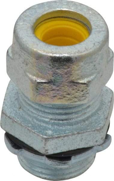 O-Z/Gedney - 0.3 to 0.4" Cable Capacity, Liquidtight, Straight Strain Relief Cord Grip - 1/2 NPT Thread, 1-1/8" Long, Iron - Exact Industrial Supply